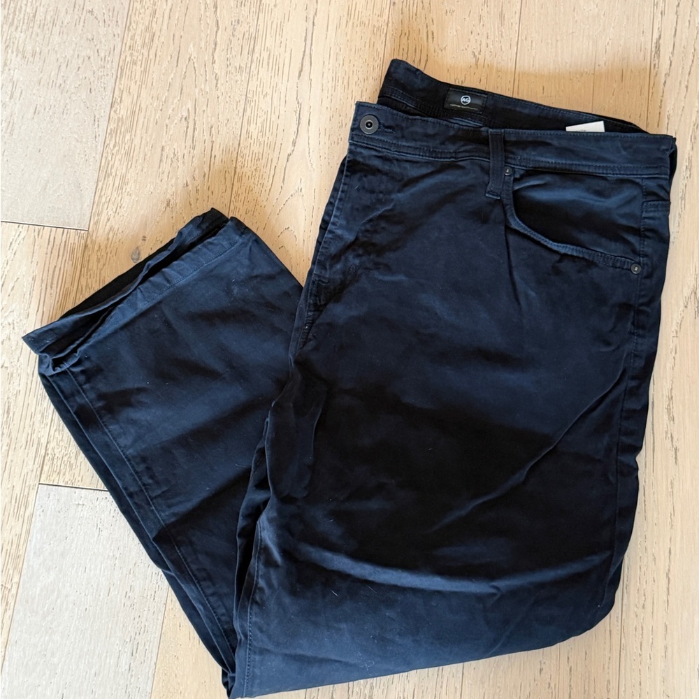 Ag Adriano Goldschmied suede Straight-Leg Jeans in Deep Black